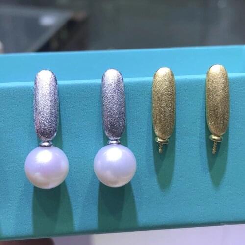 New Hot 925 Sterling Silver Earrings Findings Settings Base Mountings Parts Mounts for Coral Pearls Agate Crystal Stones Beads