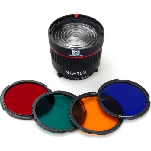 Nanguang NG-10X Focus Lens W/ 4 Color Filter Bowens Mount For Flash & Led Light