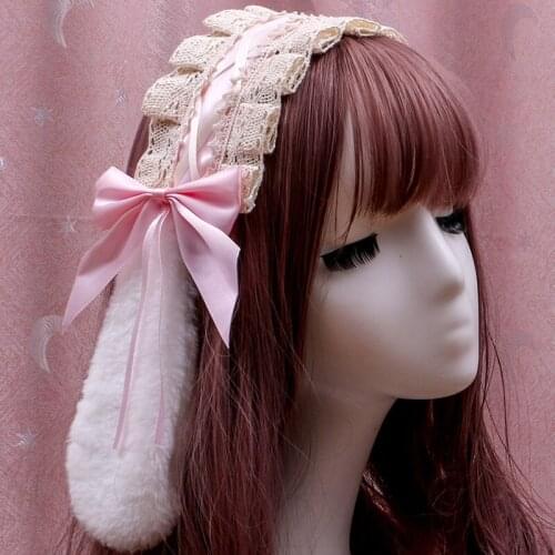 Wholesale women Lace bow headband girls headwear ladys hair accessories ins Rabbit ears cute hairbands