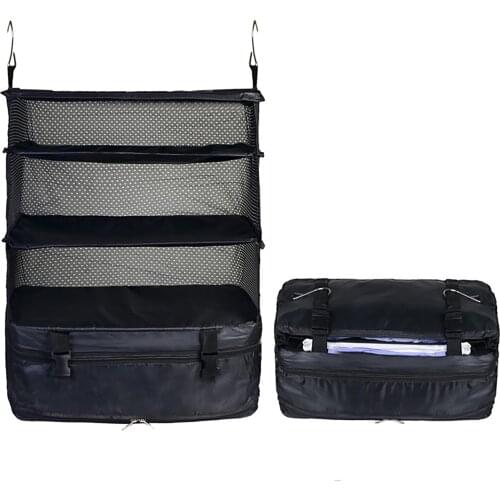 Luggage Organizer Portable Packing Cube Hanging Travel Shelves Storage Bag For Travel Luggage Space Saving 3 Layers Storage Rack