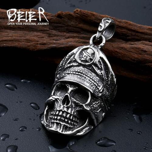 Beier 316L Stainless Steel pendant necklace Cool Officer Dictator New Designed skull pendant Fashion Jewelry LLBP8-206P
