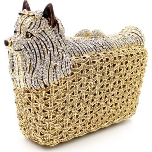 Bee In Fly Customized Doggy Cocktail Dog Clutch Party Evening Bag For Women Gift Crystal Handbag