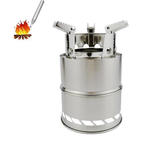 Camping Stove Portable Stainless Steel Wood Stove camping equipment for Outdoor hiking camping Traveling Picnic BBQ