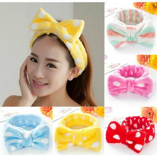 Bow Headbands Soft Coral Fleece Wash Face Makeup Bath Shower Towel Headwear Women Girls Holder Turban Hairbands Hair Accessories
