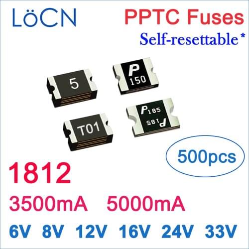 Fuses PPTC 1812 3.5A 5A 3500mA 5000mA 6V 8V 12V 16V 24V 33V SMD self Resettable Made in china high quality 500pcs