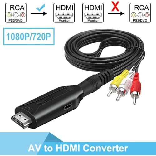 AV to HDMI Converter HD 1080P for set-top box computer to TV cable three-color RCA Male
