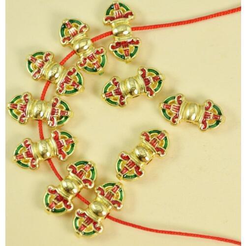 SEA MEW 5 PCS 19mm*9.5mm Tibetan Buddhist Alloy Spacer Beads Vajry Pestle Beads Charms For Jewelry Making