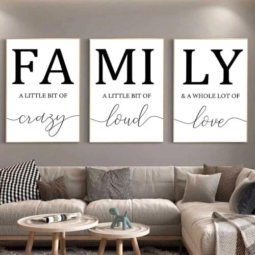 Nordic Minimalist Letter Family Quote Love Canvas Painting Family Sign Posters and Prints Wall Art Picture for Living Room Decor