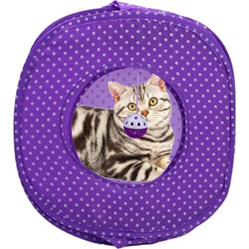 Foldable Pet Dot Printed Tent Mosquito-proof Cat House Ball Toy Kitten Tunnel Cat Supplies Beds