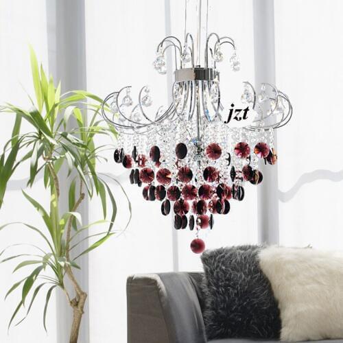 Modern Lustre Transparent Purple/Black Crystal Chandelier E14 LED Lights Restaurant Living Room Wedding Room Lamp AC 90-260V