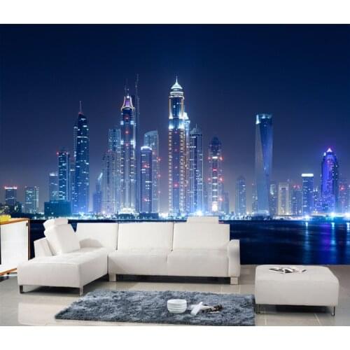 Beibehang Modern large-scale murals wallpaper the living room sofa bedroom TV background KTV Night City 3D Custom