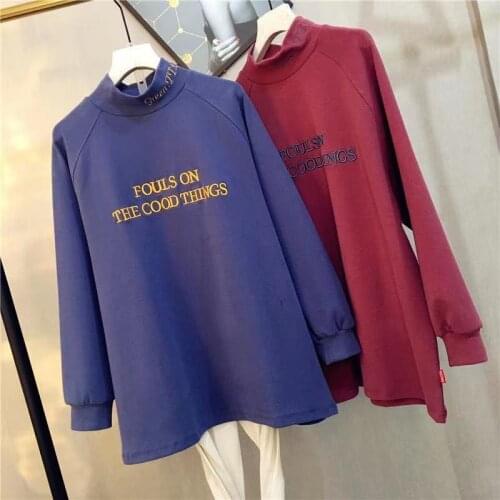 Large Plus Size Add Fleece Loose Girls Casual Women Clothes Turtleneck Tops Long Sleeve Warm Hoodies For Teen Lady Long Hoody