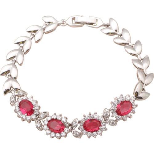 Supper supplier wholesale&retail charm bracelets for ladies rose crystal White Gold Plate Health Fashion jewelry TB449A