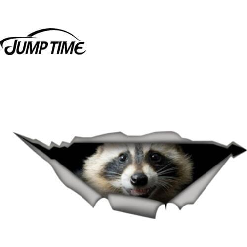 Jump Time 13cm x 4.8cm Raccoon car decal Laptop Decal 3D Pet Graphic Vinyl Decal Car Window Laptop Bumper Car Stickers