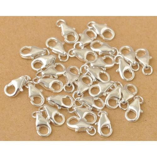 50pcs/lot 925 Silver Lobster Clasps Claw Clasp Jewelry Findings Bracelets Necklaces Pendants Key Rings Handmade