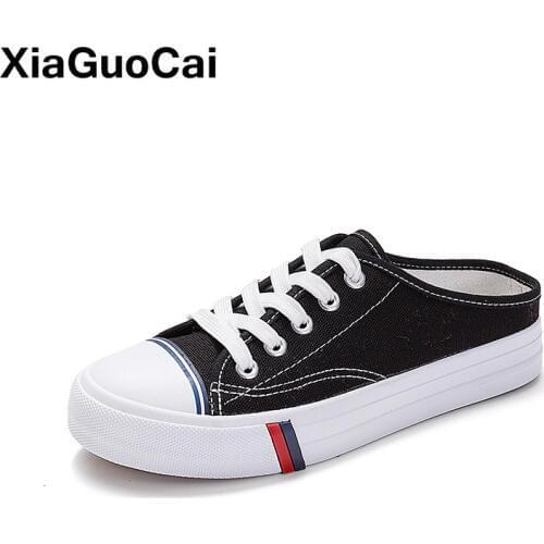 Spring Summer Woman Casual Shoes Lace Up Female Canvas Shoes No Heel Lazy Footwear For Girls Plimsolls Classic High Quality