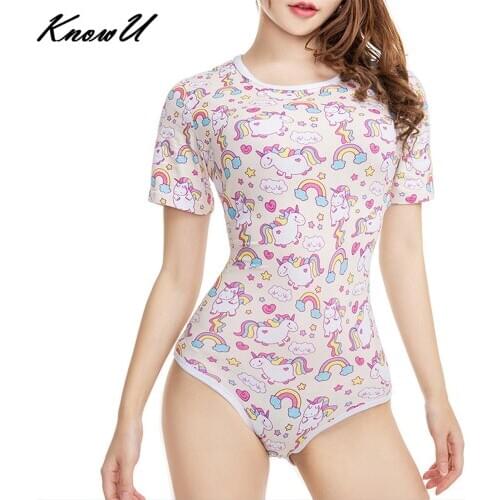 KnowU Women ABDL Cotton Onesie Pajamas Romper Crotch Ddlg Baby Girl Adult Onesie Romper Daddy Dom Onesie Adult Baby Onesie