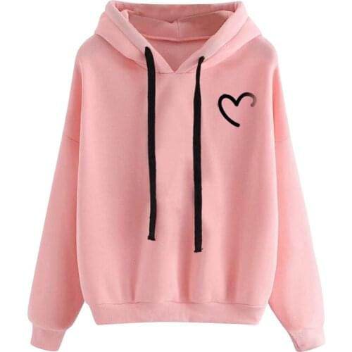 Sweater Mujer Kawaii Love Print Hoodie Solid Color Harajuku Round Neck Sweater Long Sleeve Sweater Mujer Sweater Women 2021 худи