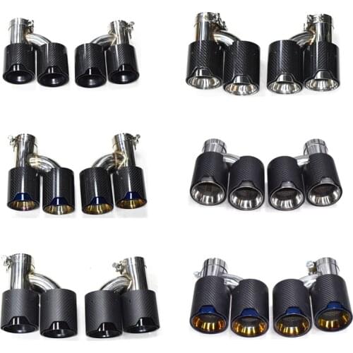 1 pair Dual M Performance Carbon Fiber Exhaust Tip H shape Muffler Tip tailpipe for car exhaust Universal Exhaust pipe