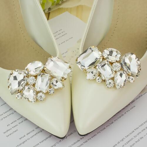 1 Couple Cargo free lady color flower shoe buckle Strass crystal decorations clips shoe charms accessories