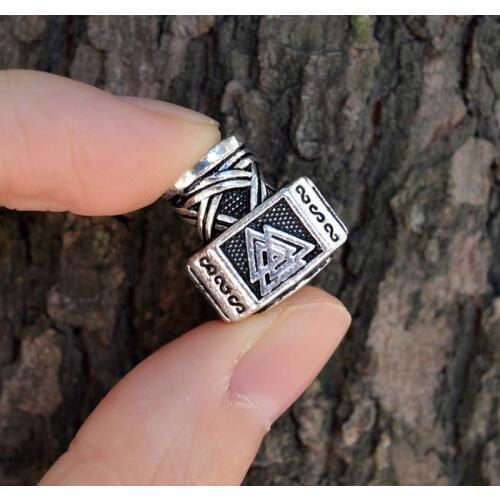 1pc High Quality Weight Viking Rune Helm of Awe Beads Hammer for Bracelets for Pendant Necklace DIY for Beard Hair Beads C64