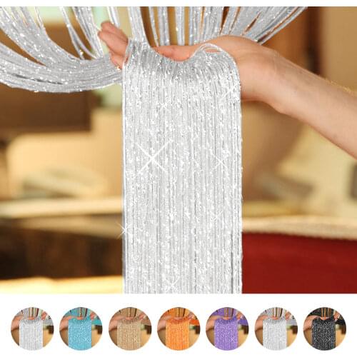 1X2M Glitter String Door Curtain Beads Flash Line Shiny Tassel String Door Curtain Window Room Divider Home Decoration curtains