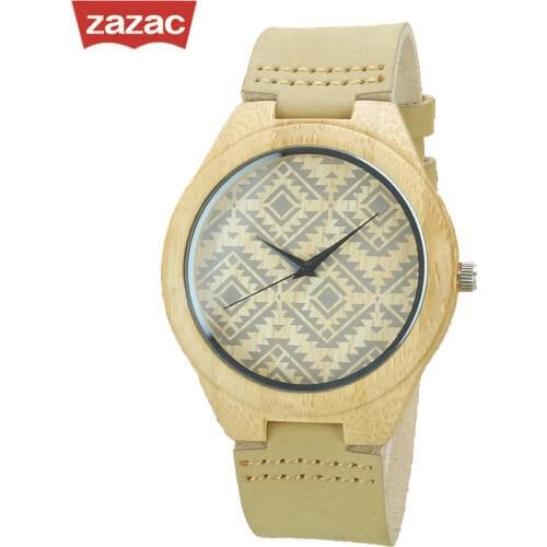2017 Real New Arrival Zazac Wooden Quartz Watches Casual Fashion Leather Wood Watch Reloj Masculino Mens Wristwatch Gift