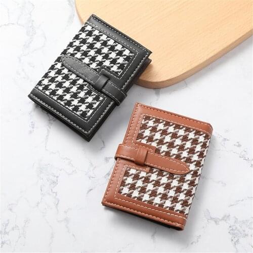 2021New Women Vintage Female Plaid Wallet Women Wallets Small Mini Coin Purse Hasp Card Holder Case Student Women Coin Purse