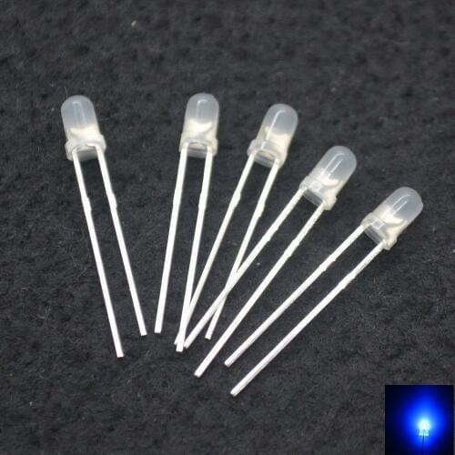 50Pcs LED DIFFUSED Milk Blue F3 3MM Blue LIGHT Super Bright Bulb Lamp