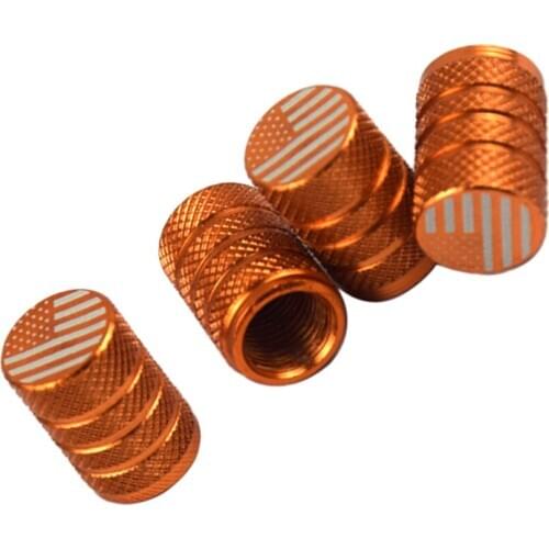 8xOrange Chrome Tire Air Valve Stem Dust Cap Metal - Car Truck ATV Wheel Rim