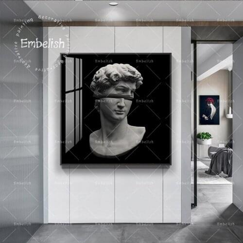 Abstract Sculpture Art of David Vaporwave Canvas Posters and Prints Funny Statue Modern Wall Paintings Pictures for Home Decor