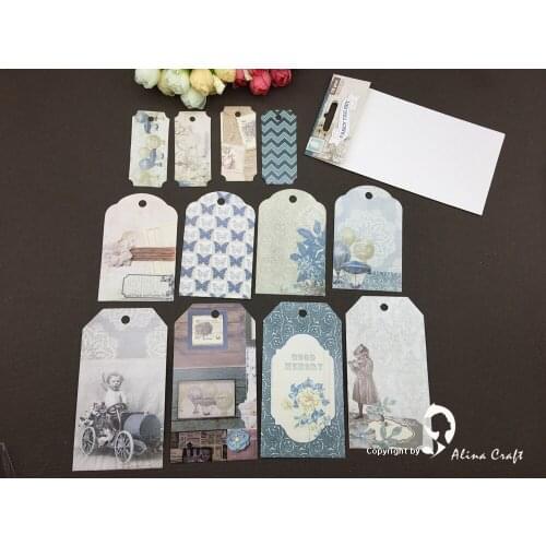 AlinaCraft 12pc 3size fancy tag set Scrapbooking handmade card filofax little memo making patterned tag