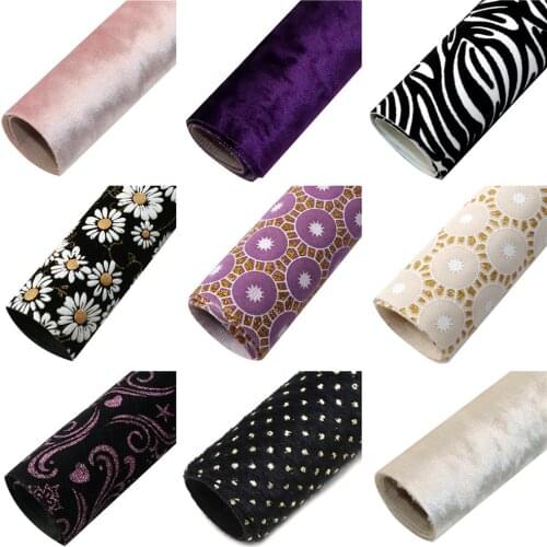 Velvet Fabric Glitter Dot Sunflower Zebra Pattern Flocked Fabric Solid Color 20x33cm for DIY Earrinsg Hair Bows Garment Patches