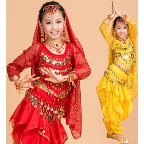 Free shipping top+Pants Children Belly Dance Costumes Kids Belly Dancing dress Girls Ballroom Performance dancewear