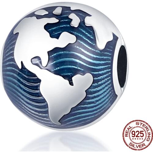 2021 New 925 Sterling Silver Globe Positioning Button Charm&Bead Fit Original Pandora Bracelet&Bangle Making Fashion DIY Jewelry