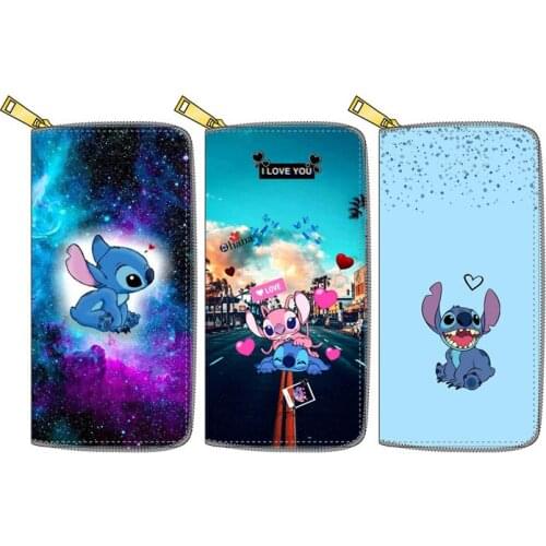 Disney Stitch Wallet girl boy cartoon pu coin purse children Clutch kid card holder