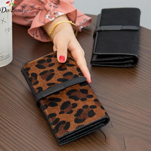 DORANMI Genuine Leather Long Wallets For Women 2019 Fashion Cow Leather Money Bag Female Folding Purses Bag Quality Wallet JB616