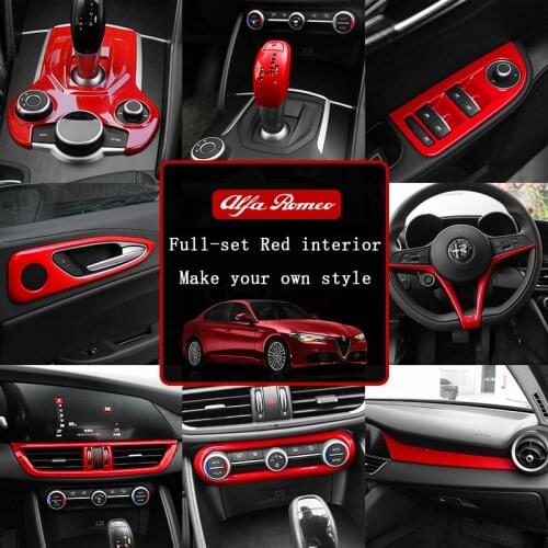 For Alfa Romeo Giulia Stelvio Center Console Dashboard Air Outlet Gear Handle Knob Full Set Red Interior Modifications