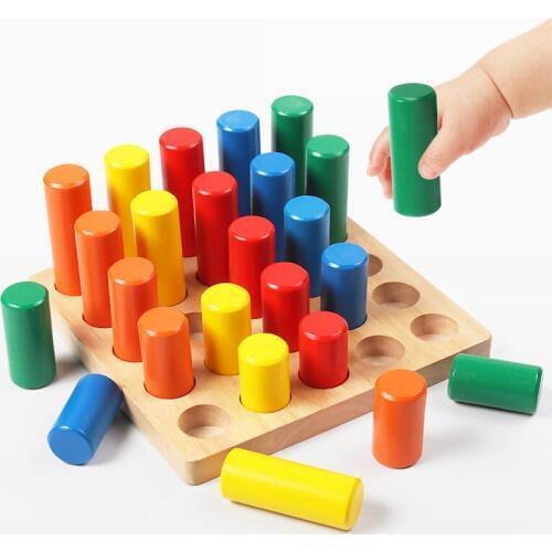Montessori Materials Kids Toys Wooden Building Blocks Shape Color Matching Sorting Preschool Early Educational Toys For Children