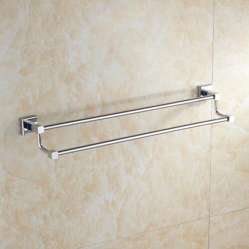 Leyden Double Towel Bars Wall Mounted Stainless Steel Chrome Towel Holders Towel Hangers Bathroom Accessories Double Towel Bars