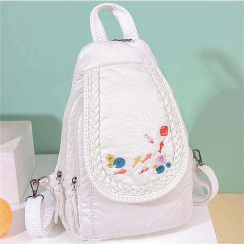 New Fashion Cat Backpack Female 3 In 1 High Quality Bag Soft Washed Leather Bagpack Chest Bags for Women Casual Travel Back Pack