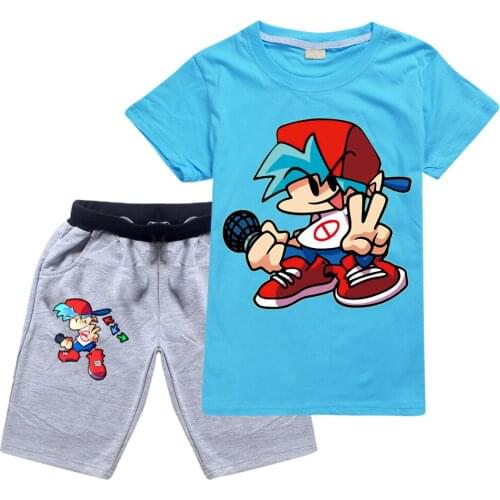 Fashion Boys Suit T-shirts Friday Night Funkin Kids Clothes funny T-shirt Girls Coat Costume Children Summer Set Baby Boy Shorts