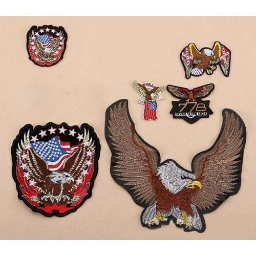 New Eagle Badge Punk Rock Bike Patch Large Embroidery Biker Patch Motorcycle Patches for Clothes Jeans Vest Patch