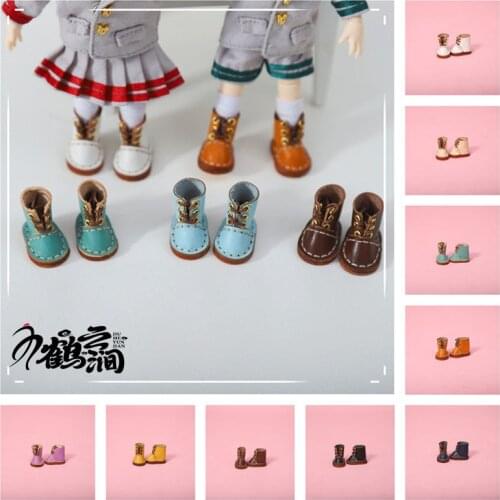 Ob11 baby shoes baby clothes laced boots GSC my DDF body9 handmade cow leather shoes
