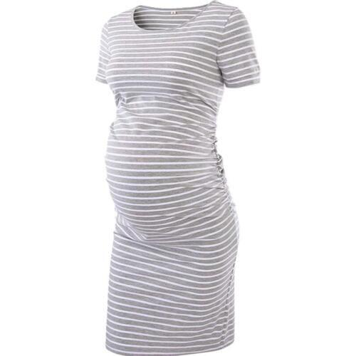 OKLADY 2019 Summer Women Pregnancy Dress Maternity Clothes Mama Casual Stripe Tee Wrap Dresses Pregnancy Clothing Plus Size Wear