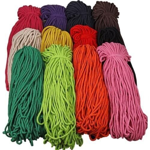 5mm Colorful Cotton Rope DIY 90 Meters/Roll Twisted Round Cotton Cord Cotton Rope Clothing Draw String Twisted Rope