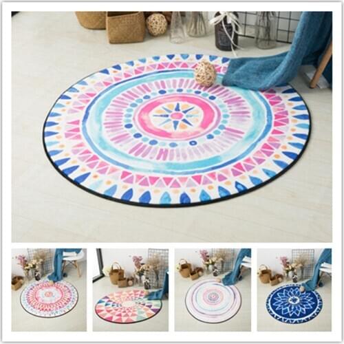 Nordic Style Colorful Geometric Printed Carpet Rugs Non-Slip Home Decor Round Bedroom Mat Living Room Chair Computer Floor Mats
