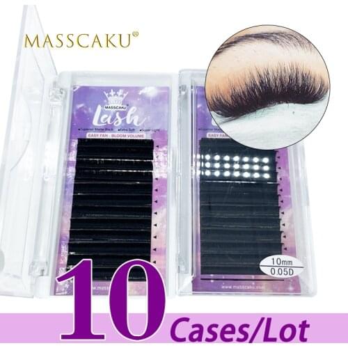 10case/lot Quick ship 12rows easy fanning faux cils eyelash extensions natural individual lashes volume russian flowering fan