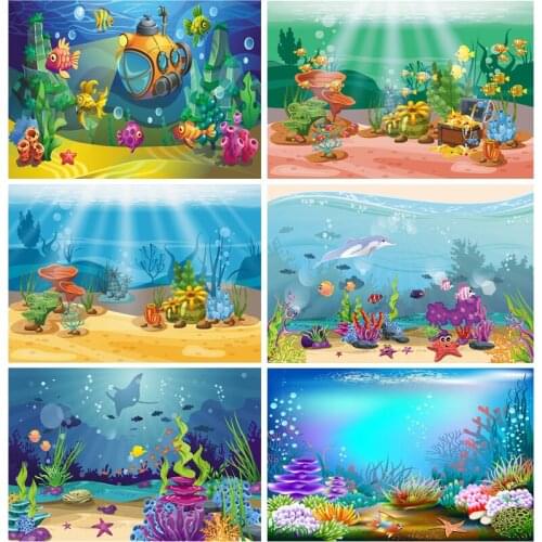 Cute Cartoon Shark Backdrop for Kids Birthday Theme Party Decoration Baby Photo Background 210521-65
