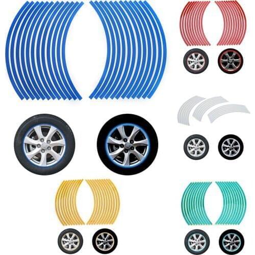 20 Strips 8mm Width Reflective Motorcycle Car Rim Stripe Wheel Decal Tape Stickers Reflective Night For Safety And Decoration